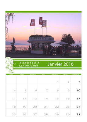 JANVIER CALENDRIER BABETTE'S 2015