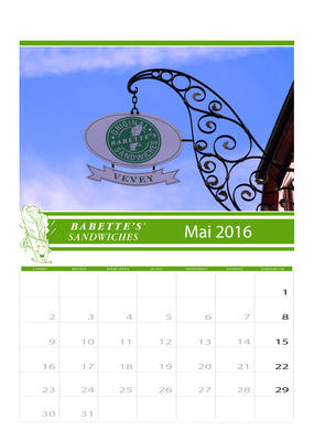 MAI CALENDRIER BABETTE'S 2015