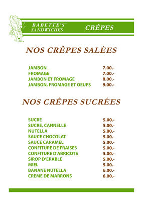 MENU CREPES BABETTE'S 2015