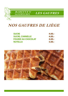 MENU GAUFRES BABETTE'S 2015