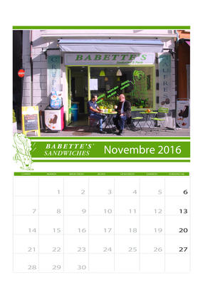 NOVEMBRE CALENDRIER BABETTE'S 2015