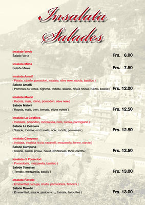 LA COSTIERA MENU SALADES